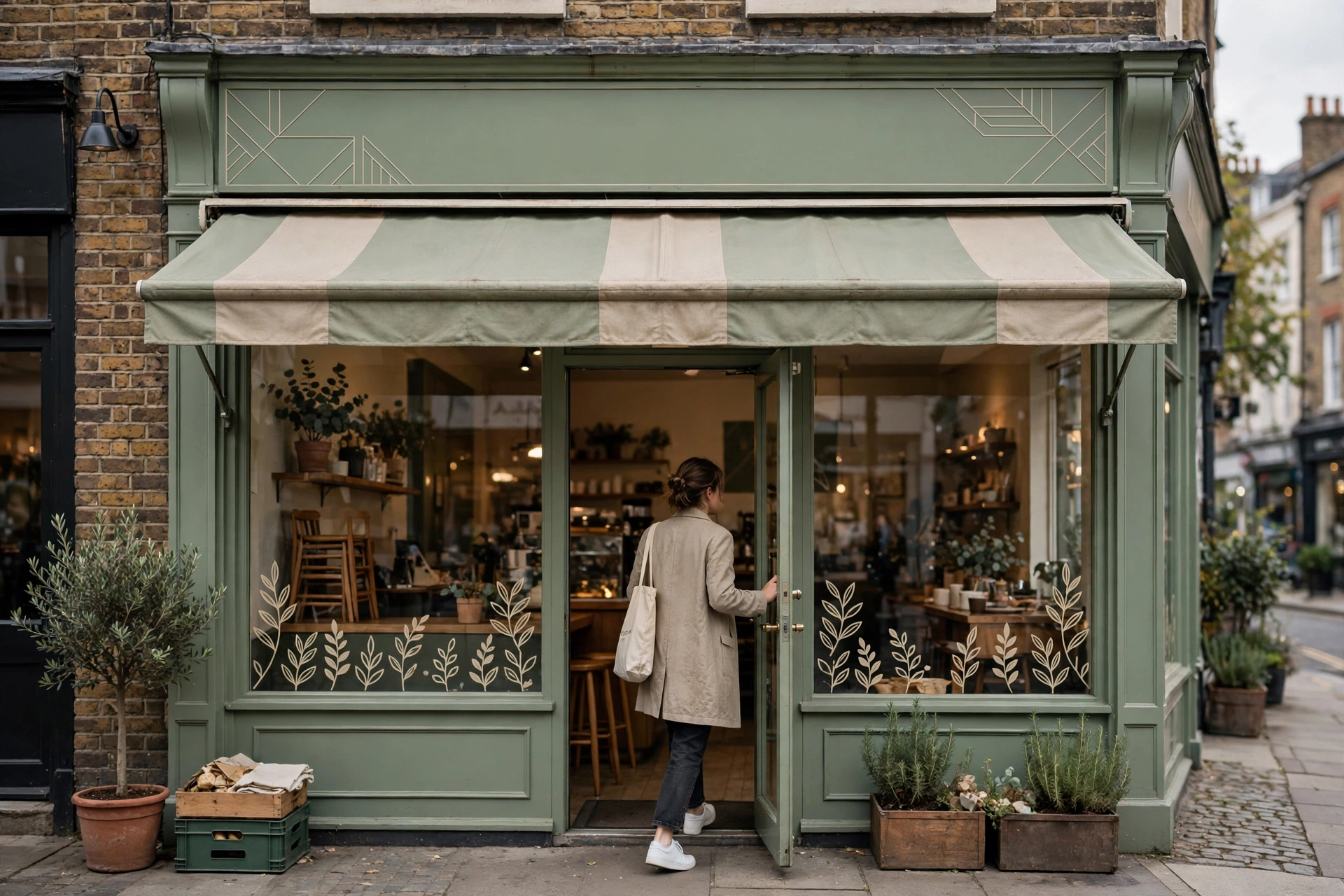 Consistent visuals signal trust for local brands Independent coffee shop with cohesive branded storefront signage